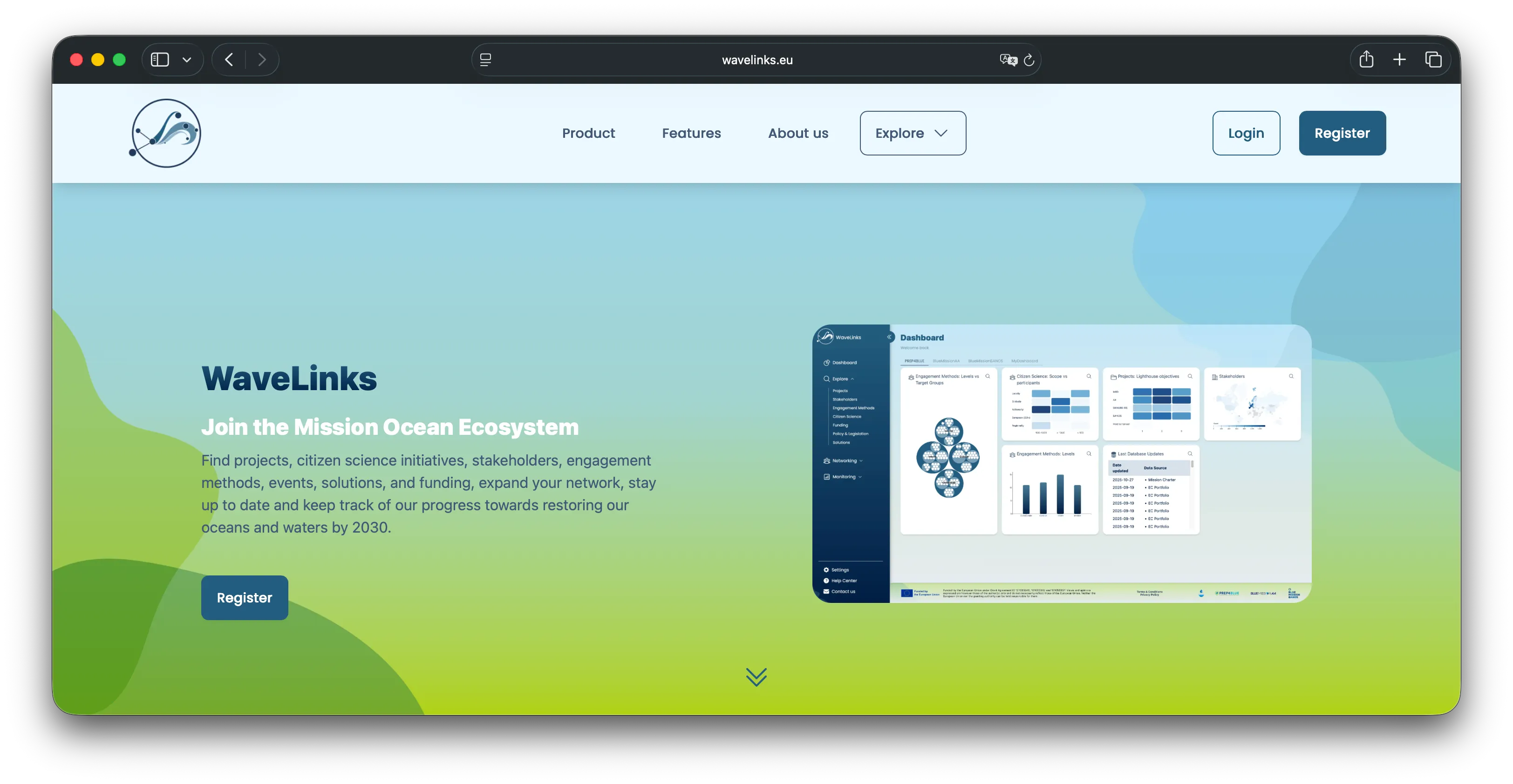 WaveLinks landing page